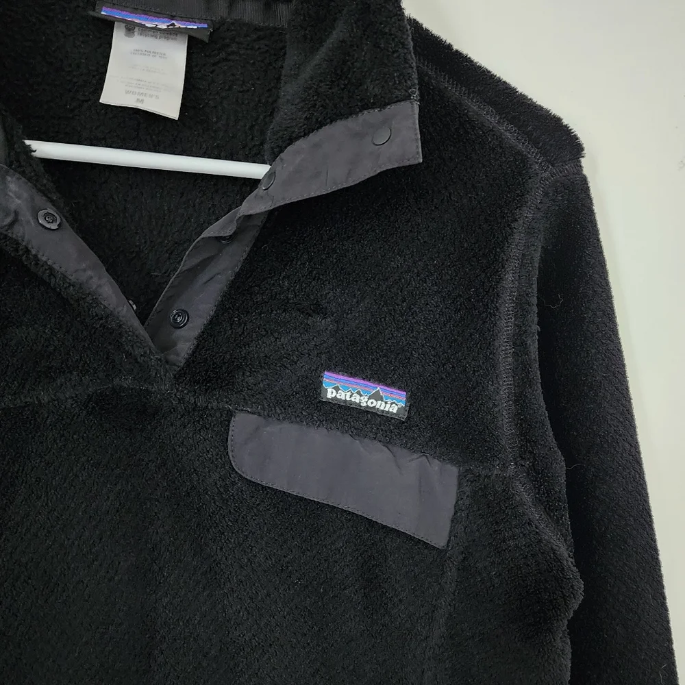 Patagonia Snap-T Black Fleece Jacket Pullover Women's Medium Outdoors Hiking - Picture 4 of 7